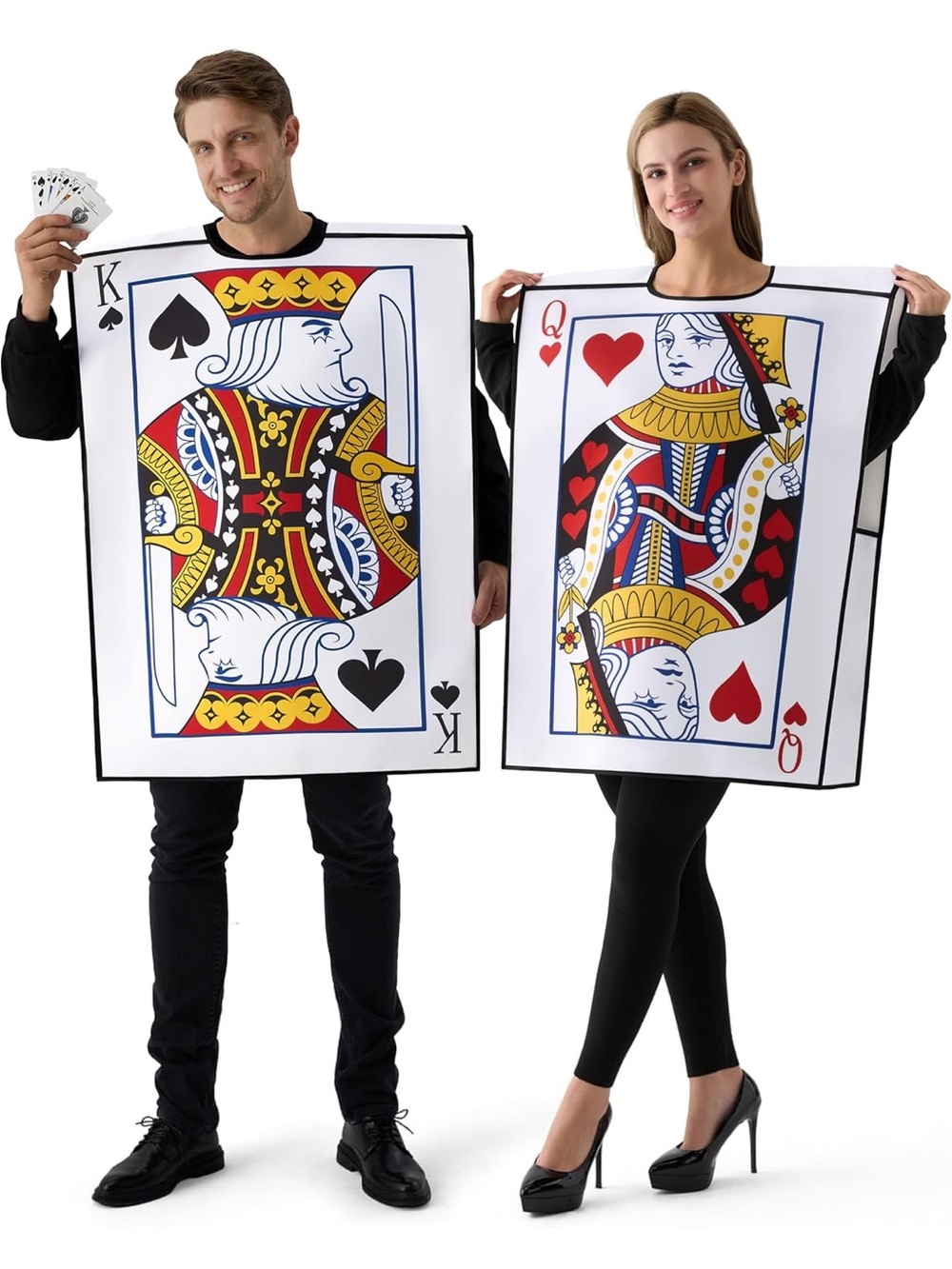 Spooktacular Creations 2 Pcs Adult Couple King & Queen Playing Card Costume for